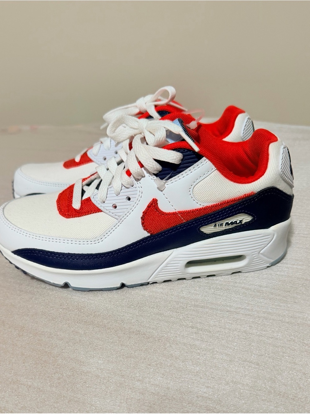 Nike Kids Air Max 90 White Red Navy Sneakers